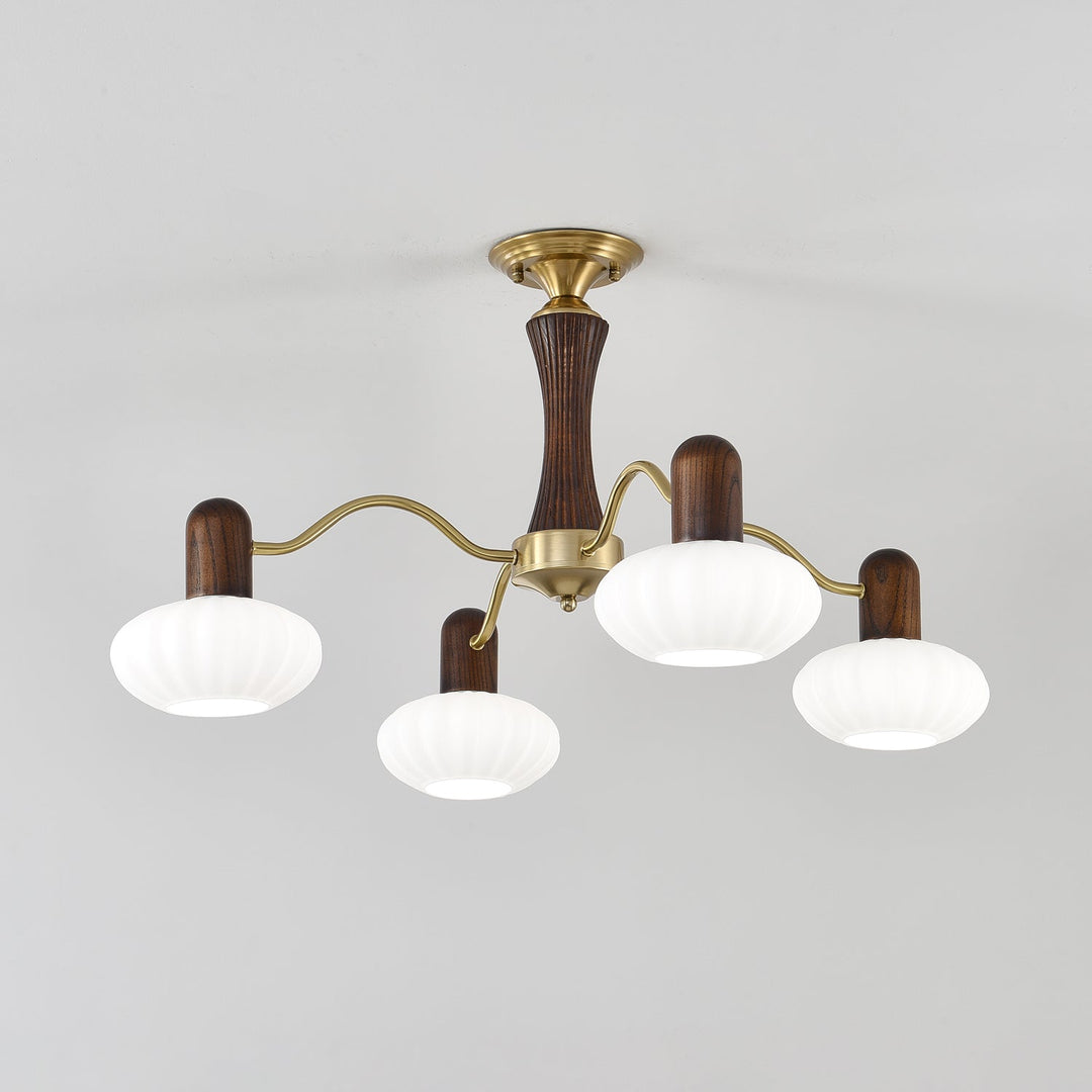 Rinuora lampadario in noce con finitura bianca