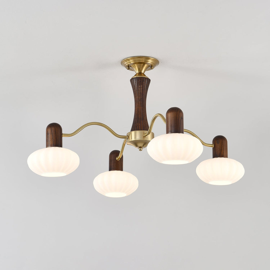 Rinuora lampadario in noce con finitura bianca