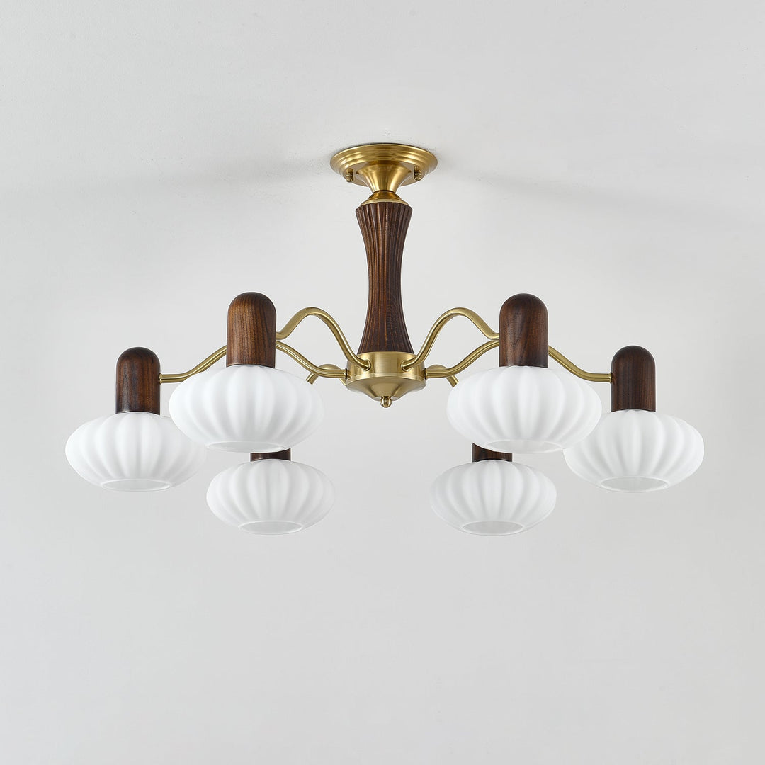 Rinuora lampadario in noce con finitura bianca