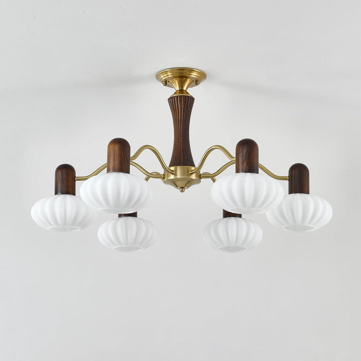 Rinuora lampadario in noce con finitura bianca