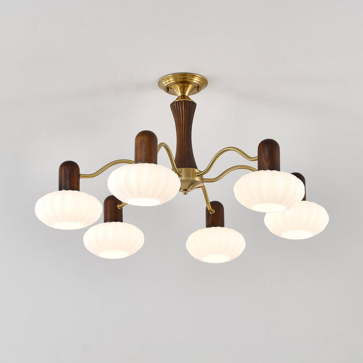 Rinuora lampadario in noce con finitura bianca