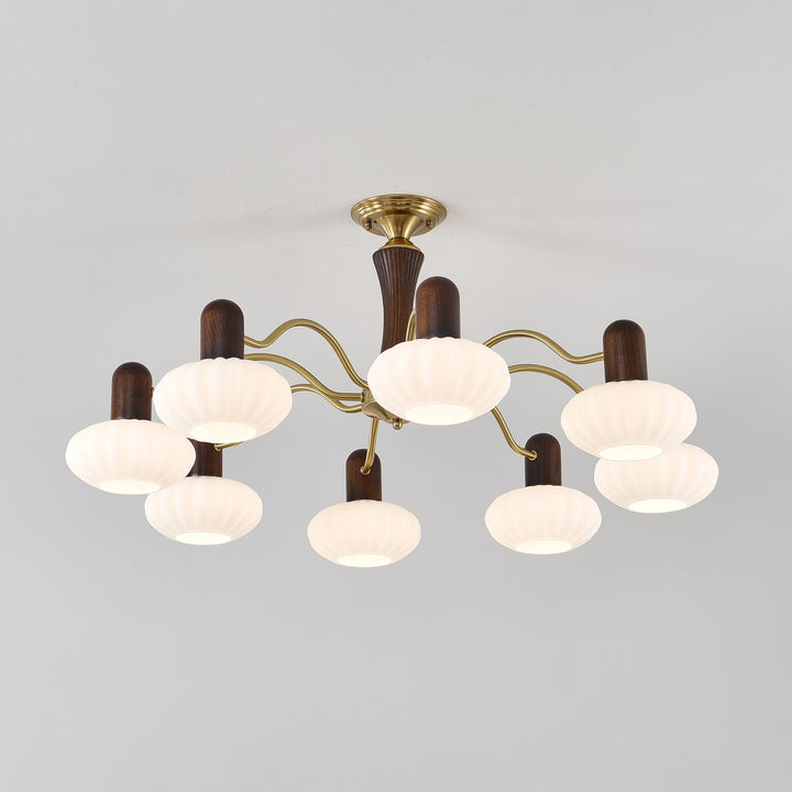Rinuora lampadario in noce con finitura bianca