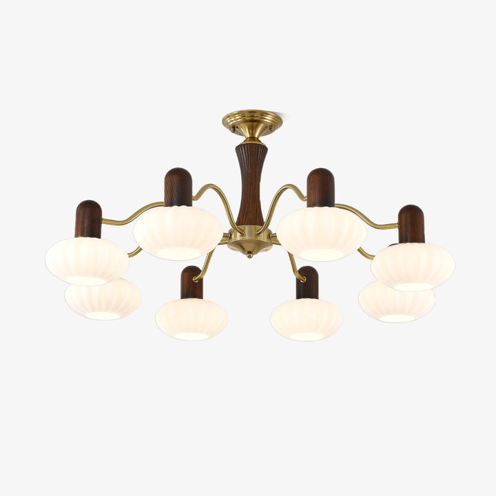 Rinuora lampadario in noce con finitura bianca