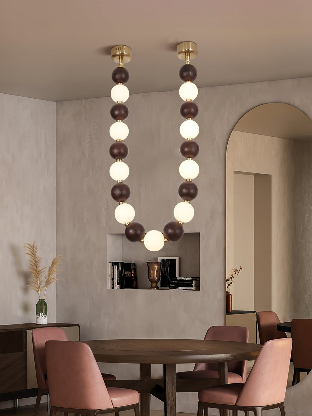 Aldisira lampadario Necklace in noce con perle