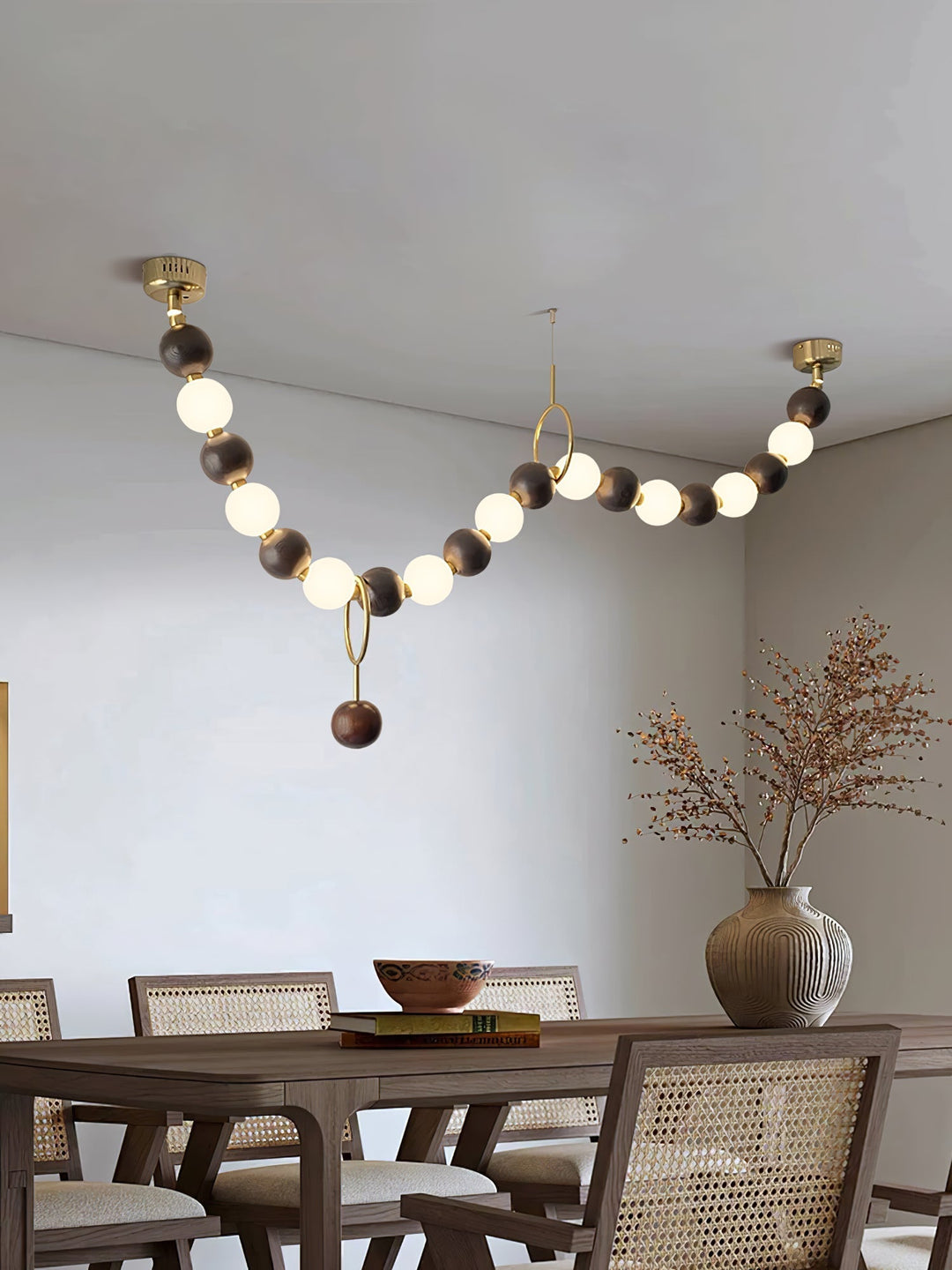 Aldisira lampadario Necklace in noce con perle