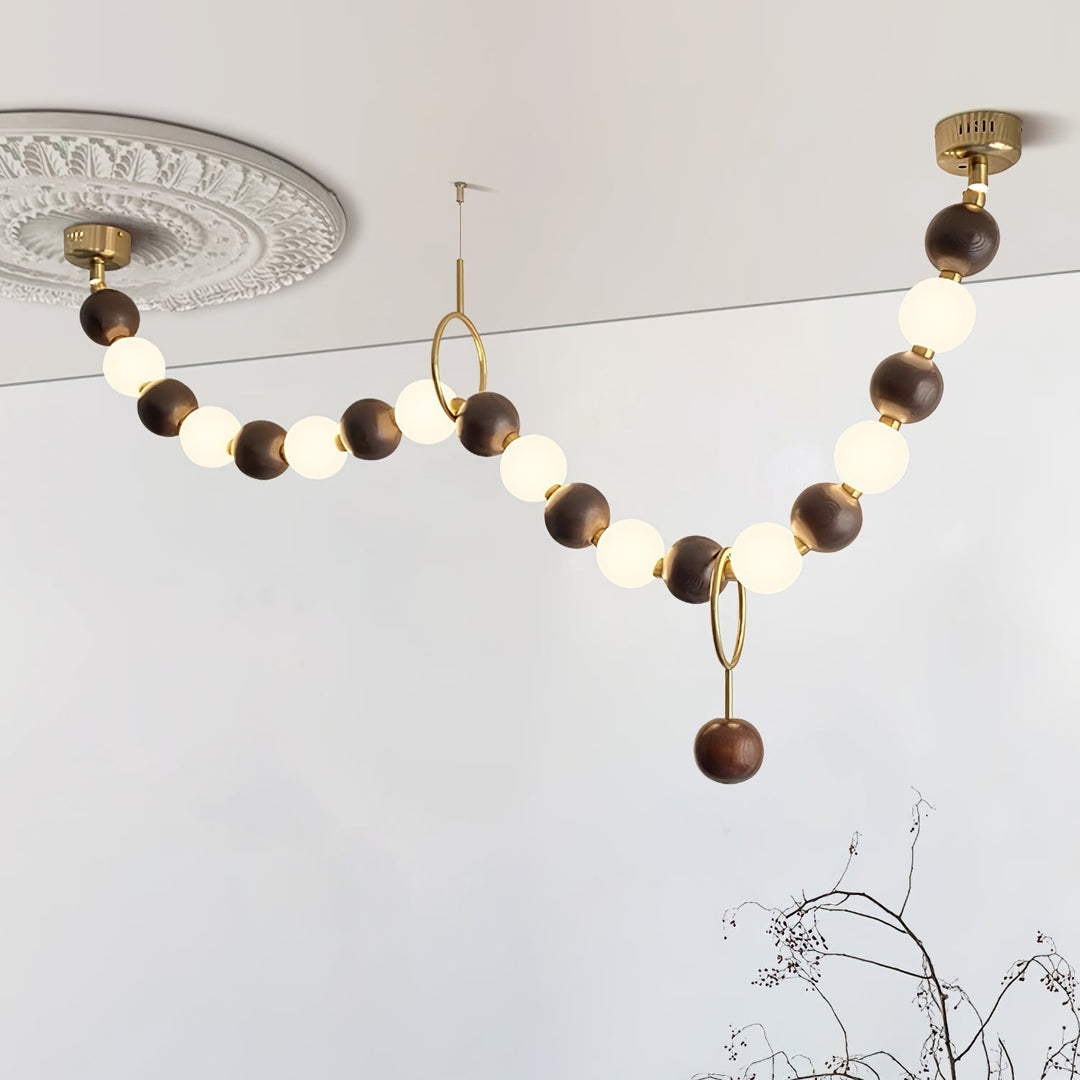 Aldisira lampadario Necklace in noce con perle