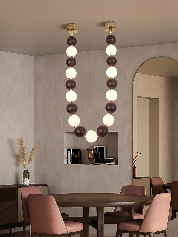 Aldisira lampadario Necklace in noce con perle