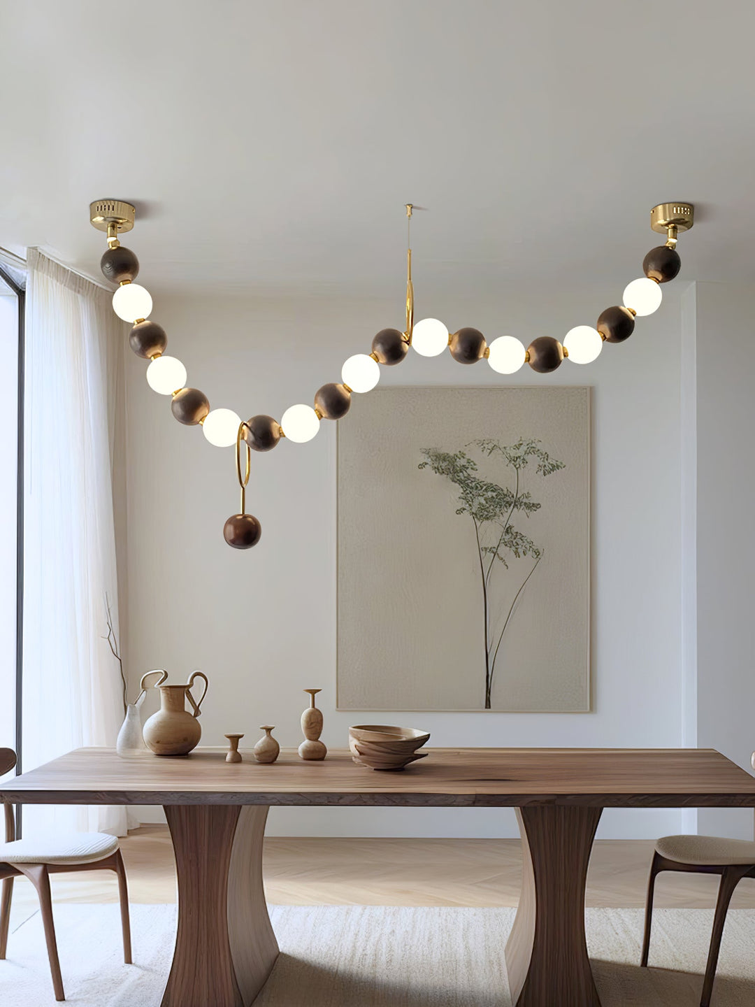 Aldisira lampadario Necklace in noce con perle