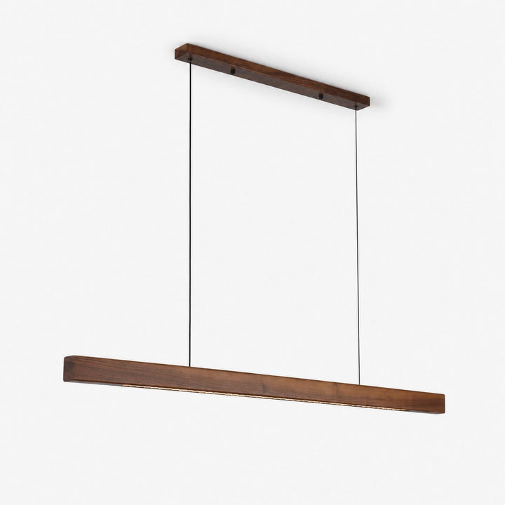Lampada a sospensione lineare in legno color noce