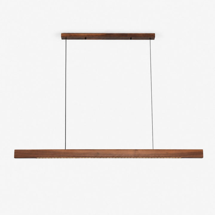 Lampada a sospensione lineare in legno color noce