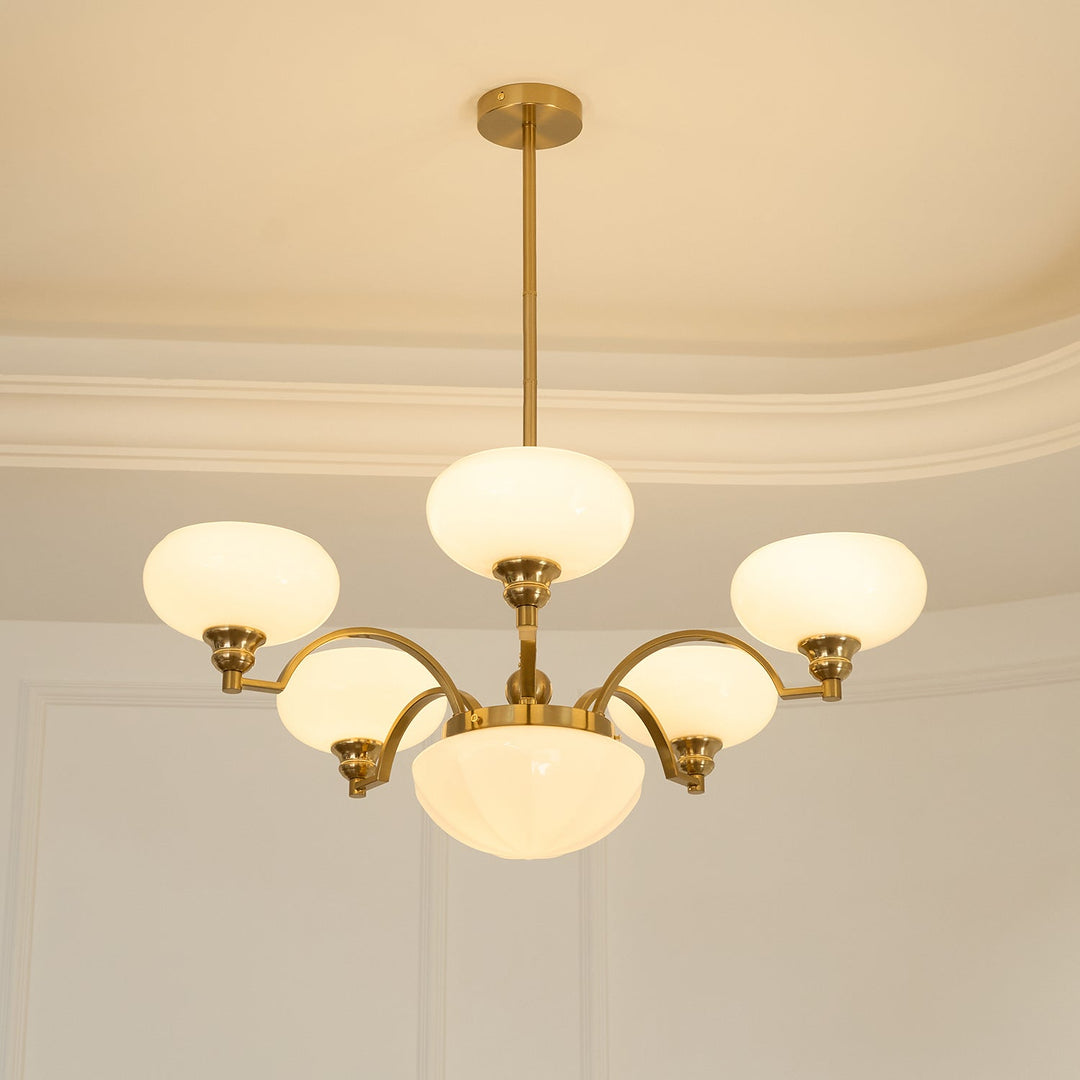 Veliniel lampadario Warre Satin Nickel vetro Ferro in nichel