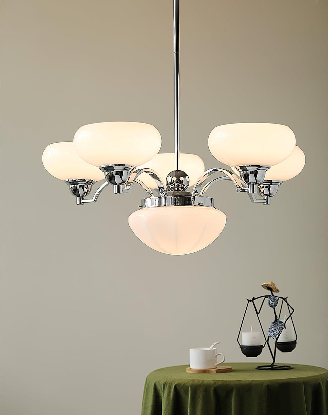 Veliniel lampadario Warre Satin Nickel vetro Ferro in nichel