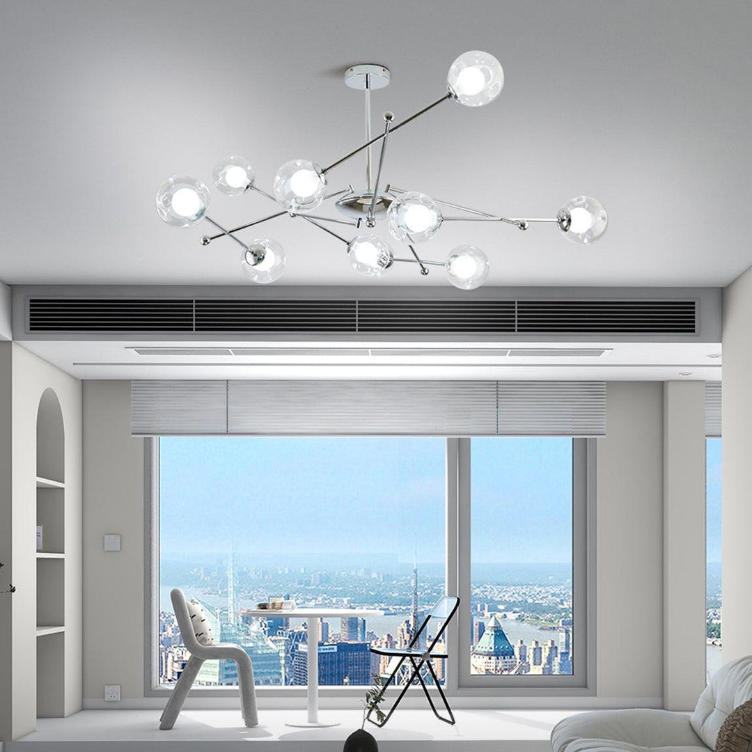 Lioreaine lampadario in cromo con vetro