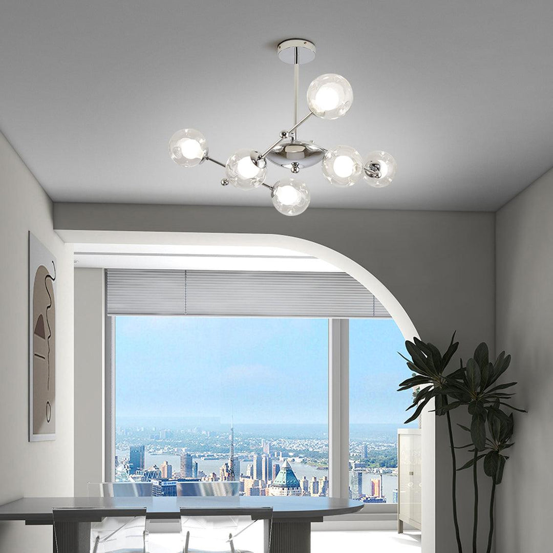 Lioreaine lampadario in cromo con vetro