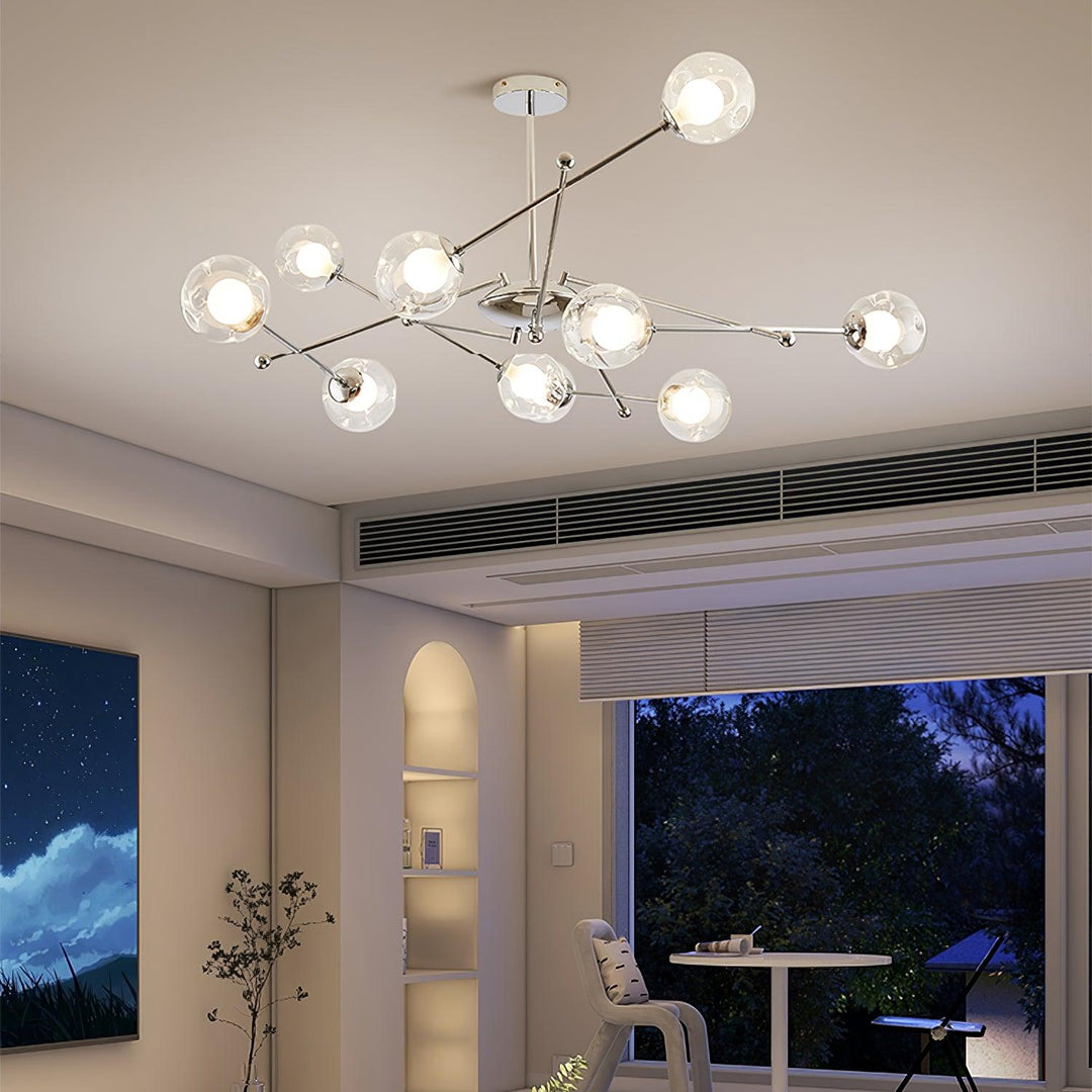 Lioreaine lampadario in cromo con vetro