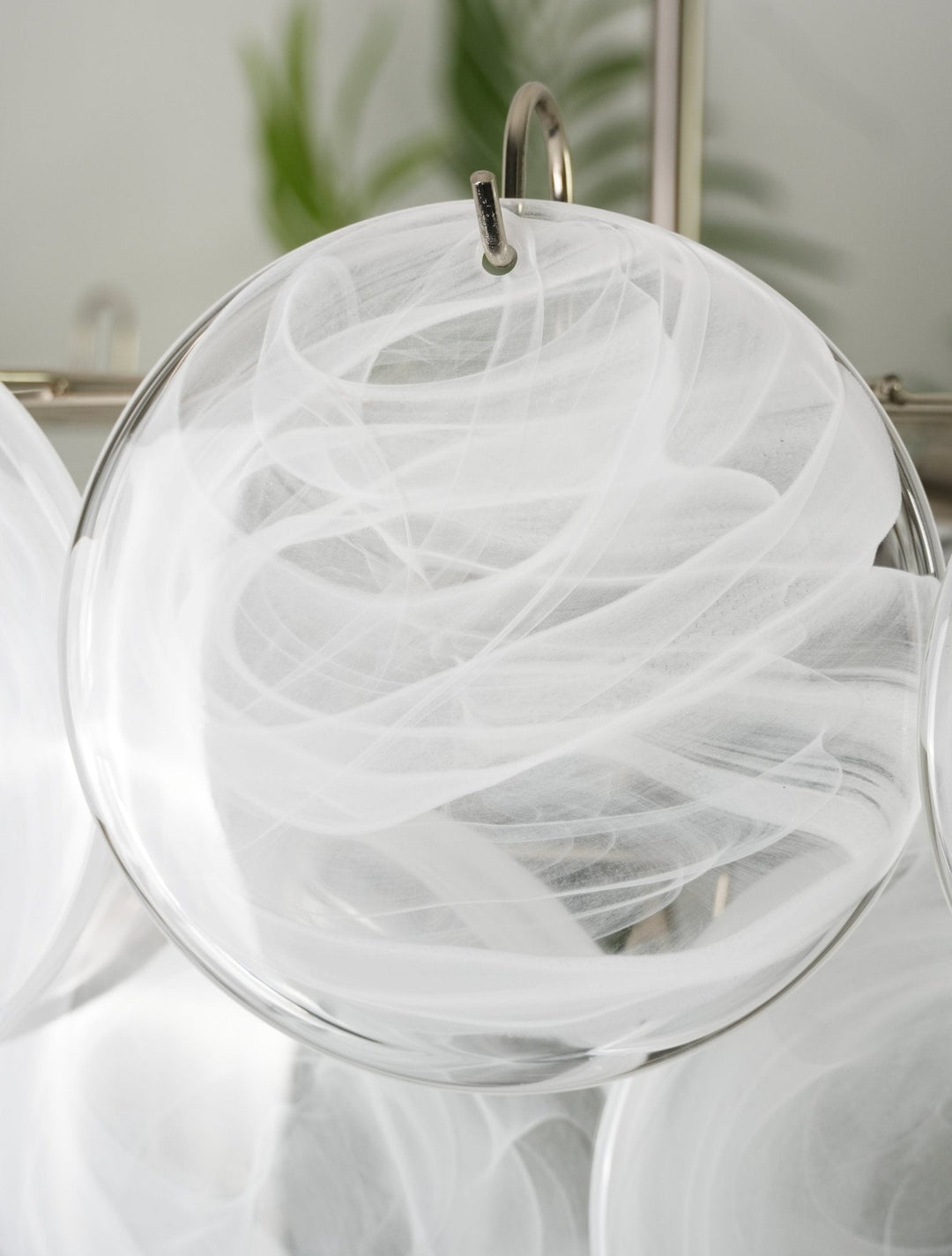 Veloelle lampadario in vetro di Murano bianco Disco contemporaneo