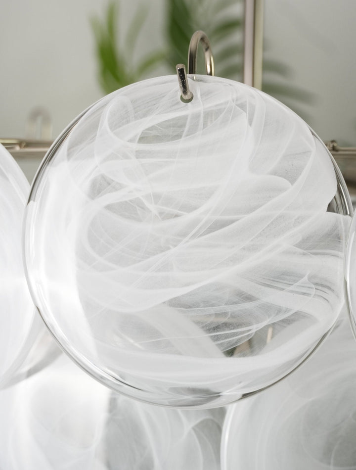 Veloelle lampadario in vetro di Murano bianco Disco contemporaneo