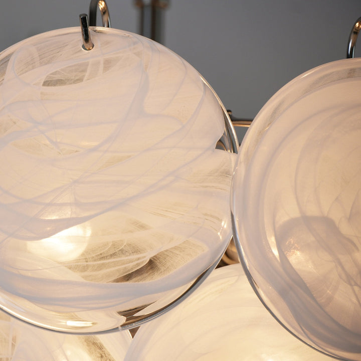 Veloelle lampadario in vetro di Murano bianco Disco contemporaneo
