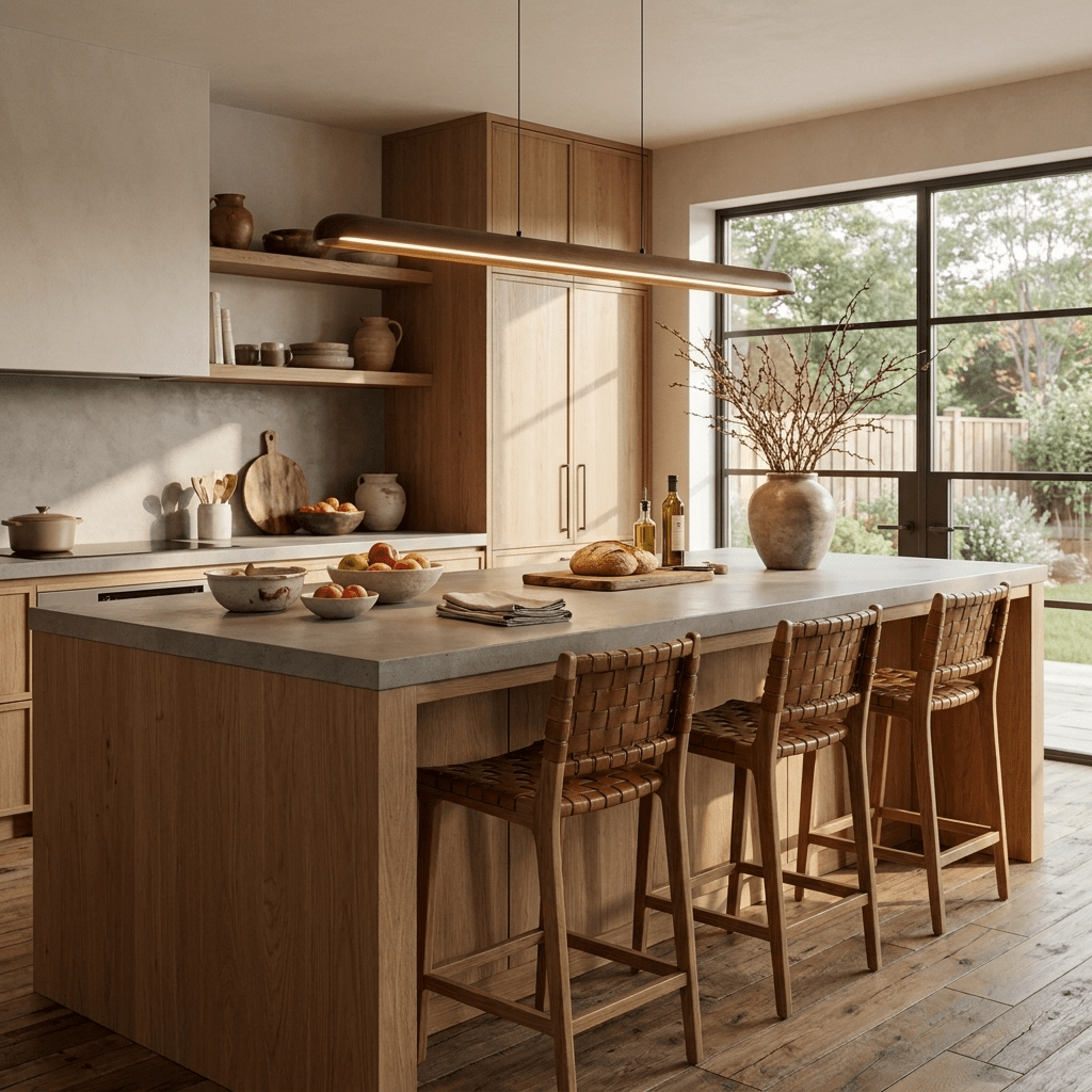 Wide lampada a sospensione lineare in legno