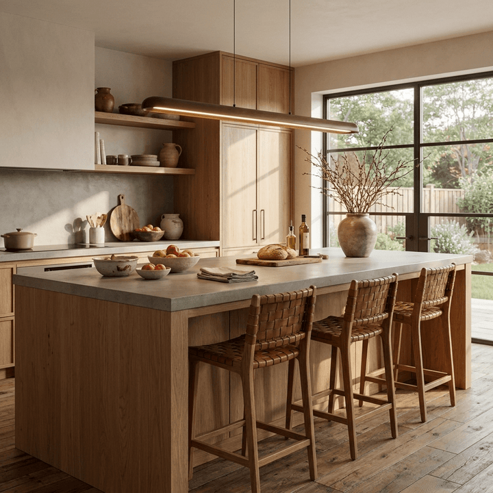 Wide lampada a sospensione lineare in legno