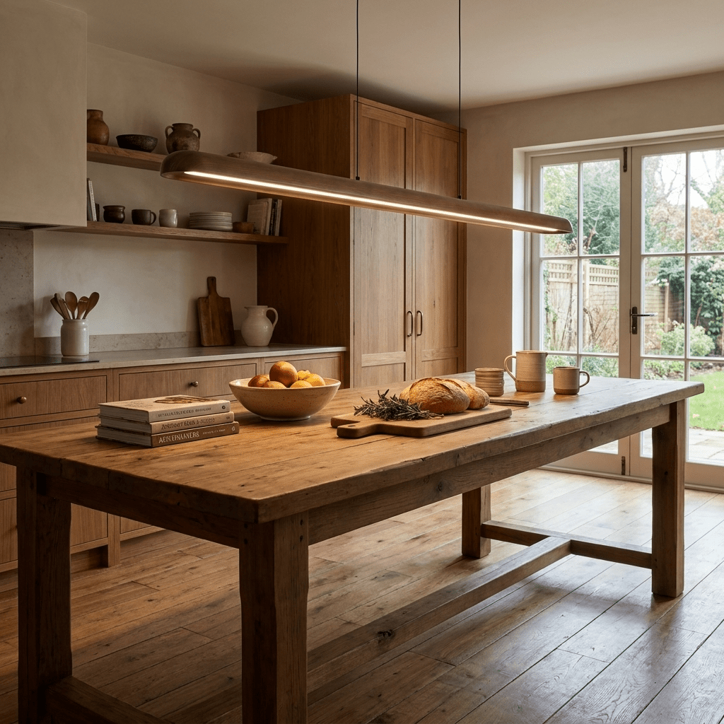 Wide lampada a sospensione lineare in legno