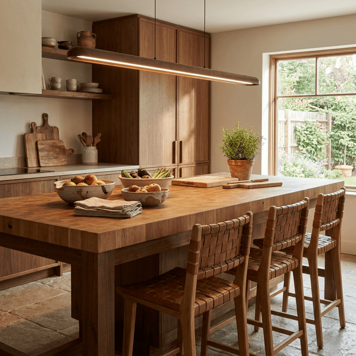 Wide lampada a sospensione lineare in legno