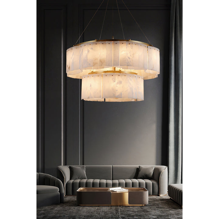 Avvinel Modern Luxury Minimalist Alabaster Chandelier - Lamp Copper