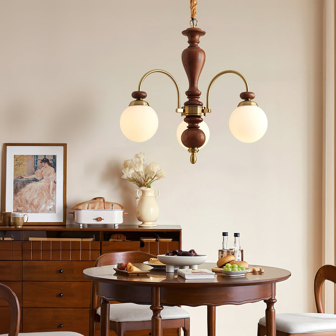 Elverian lampadario classico in legno ottone