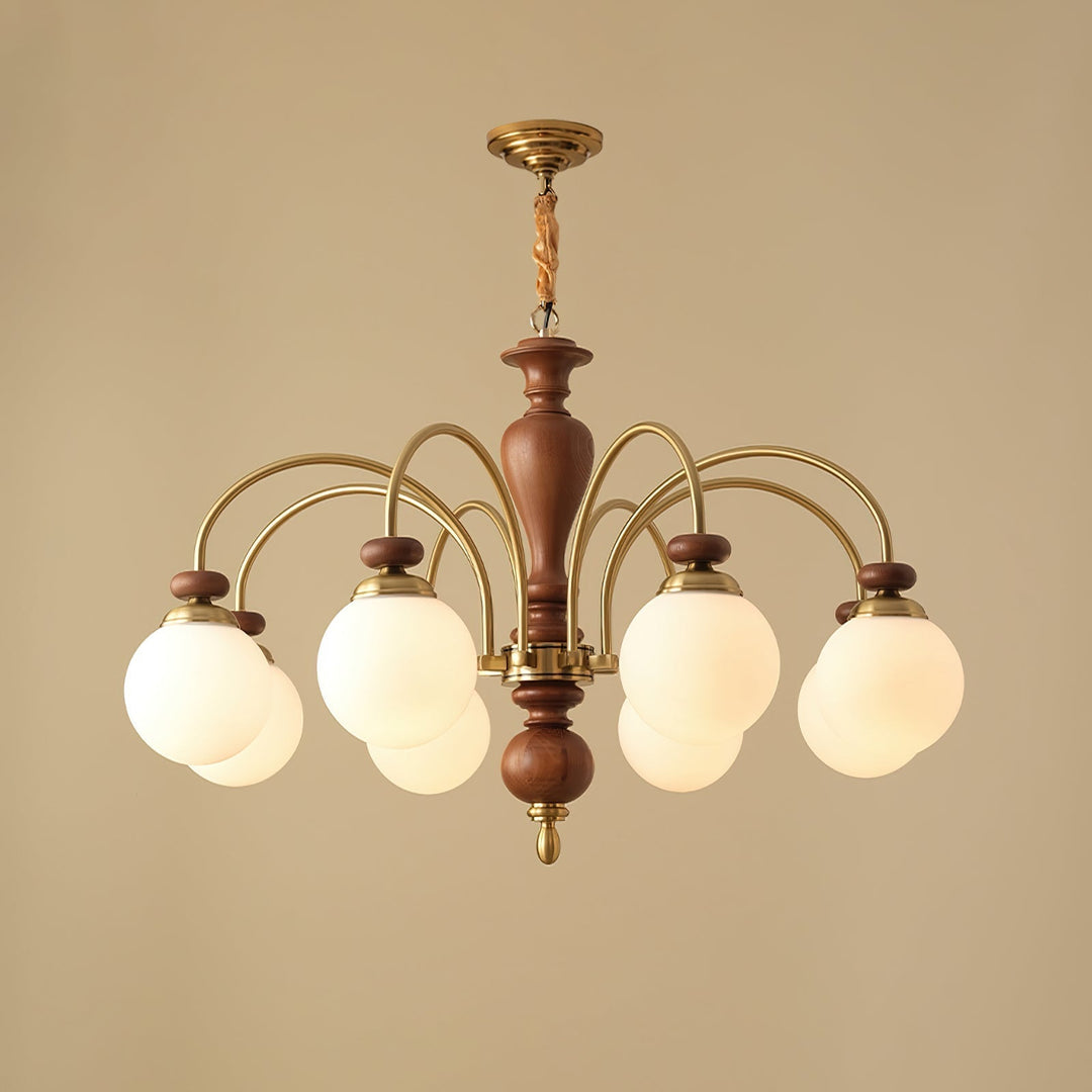 Elverian lampadario classico in legno ottone