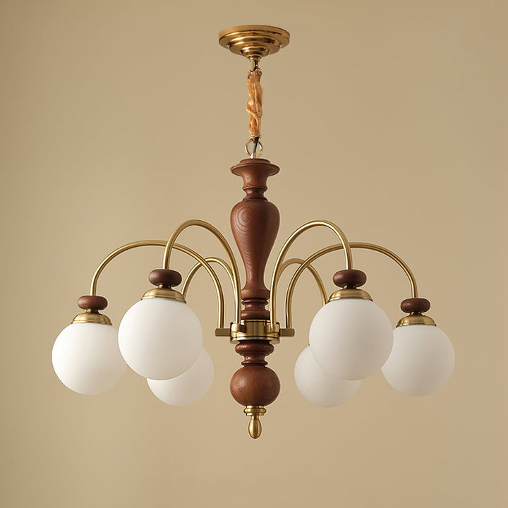 Elverian lampadario classico in legno ottone