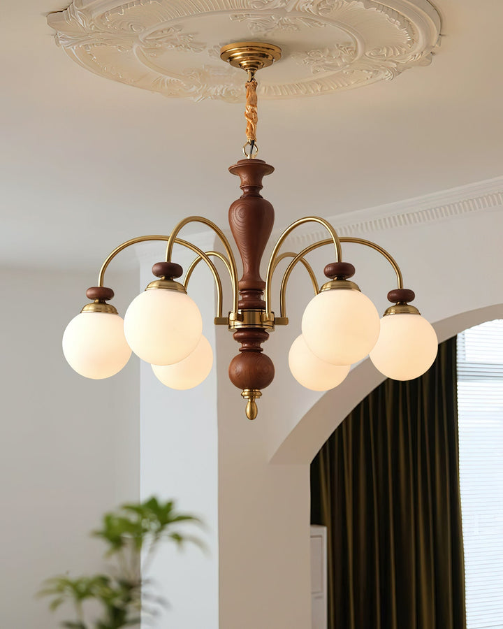 Elverian lampadario classico in legno ottone