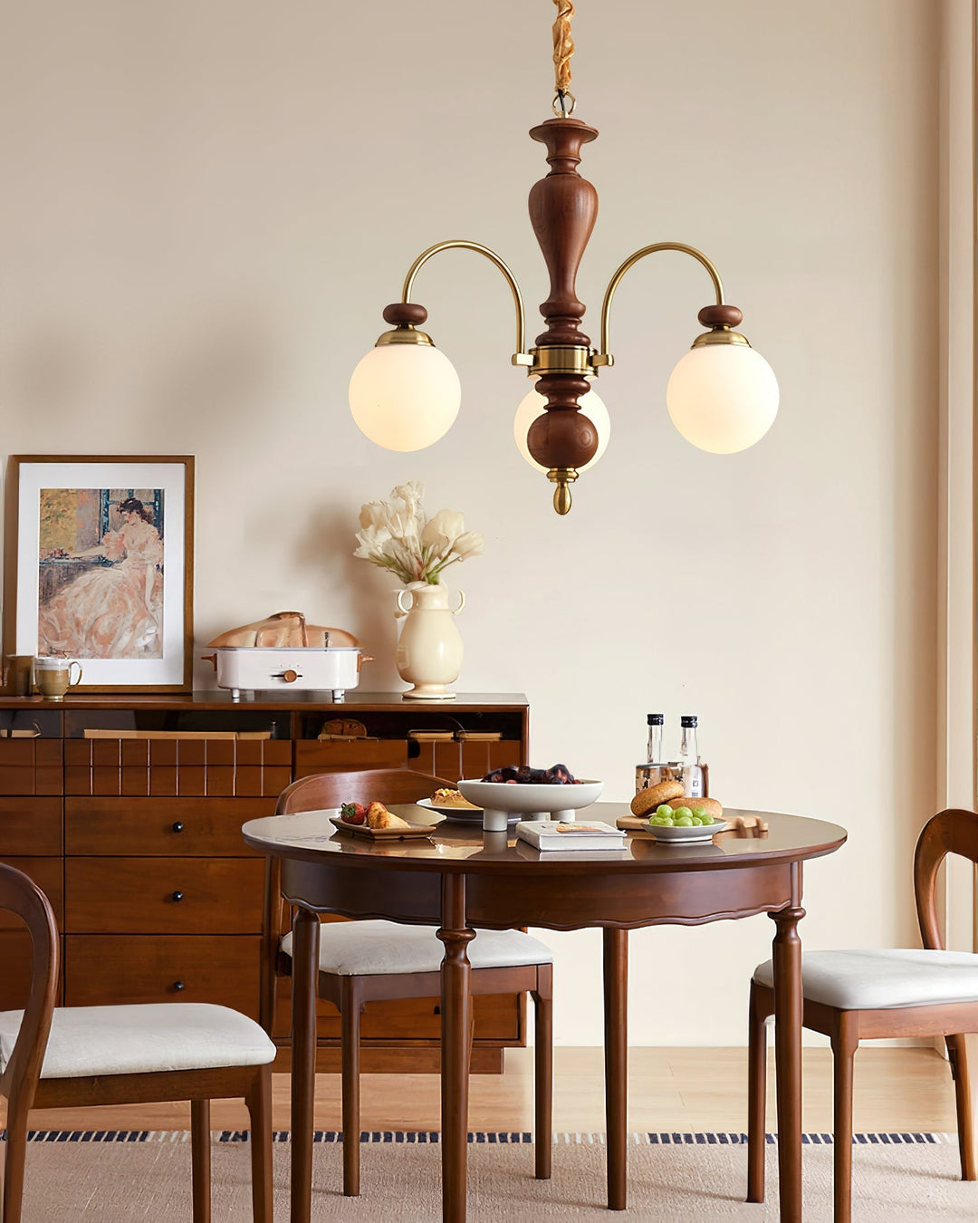 Elverian lampadario classico in legno ottone
