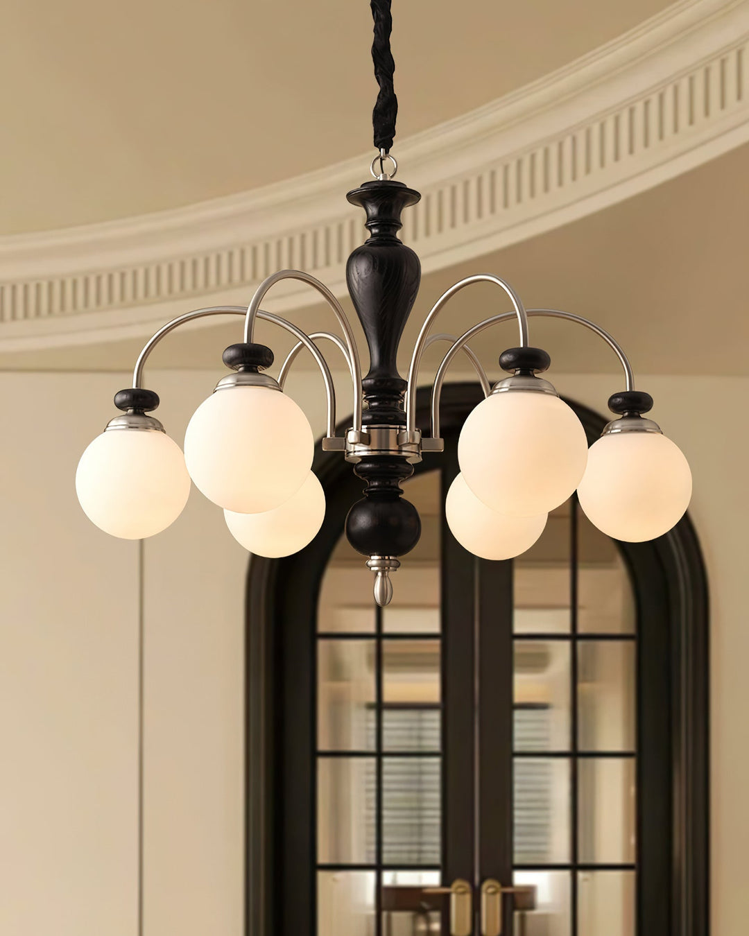 Elverian lampadario classico in legno ottone