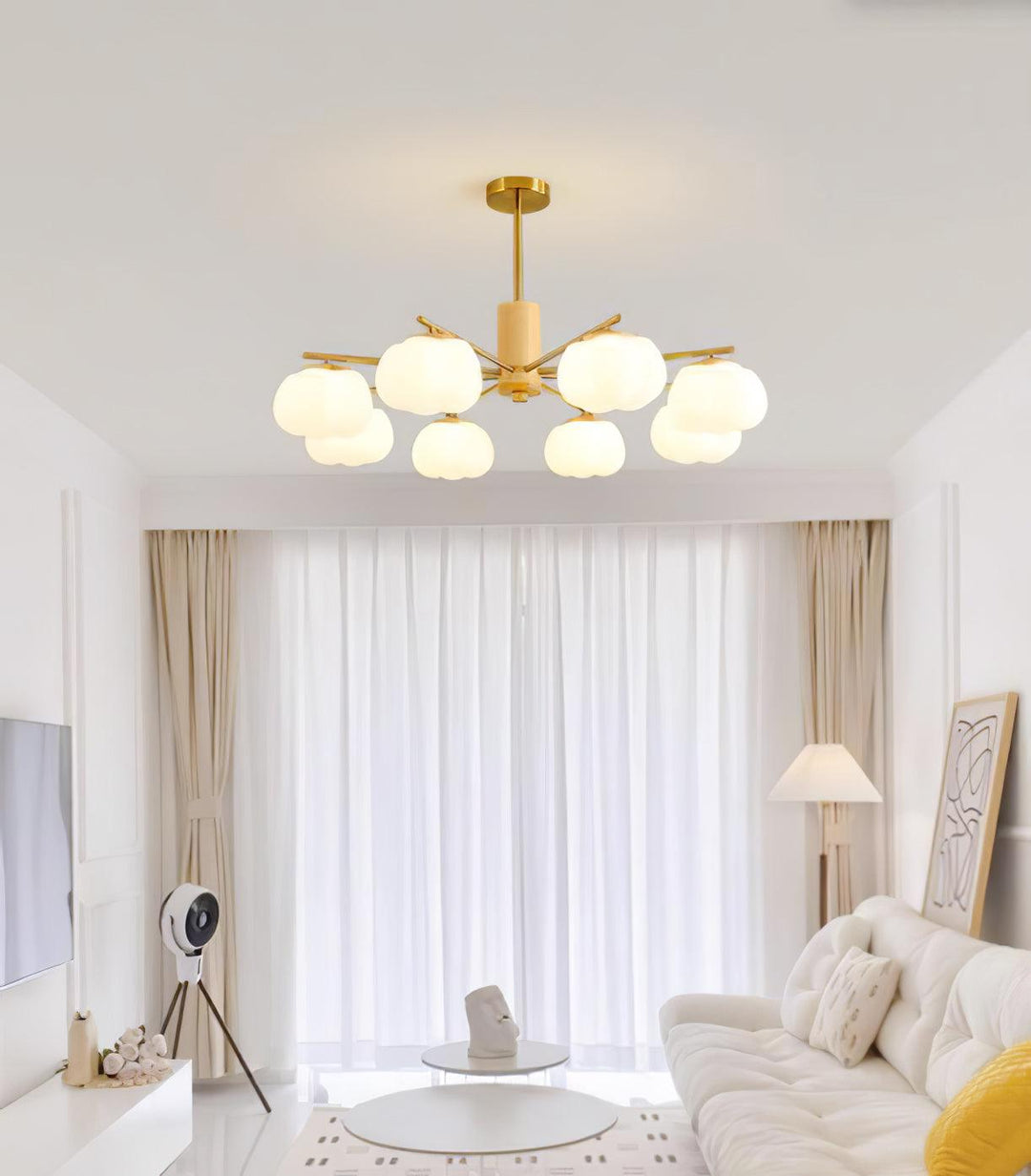 Sylanira lampadario Wood Cotton Balls Oro PE in legno a globo