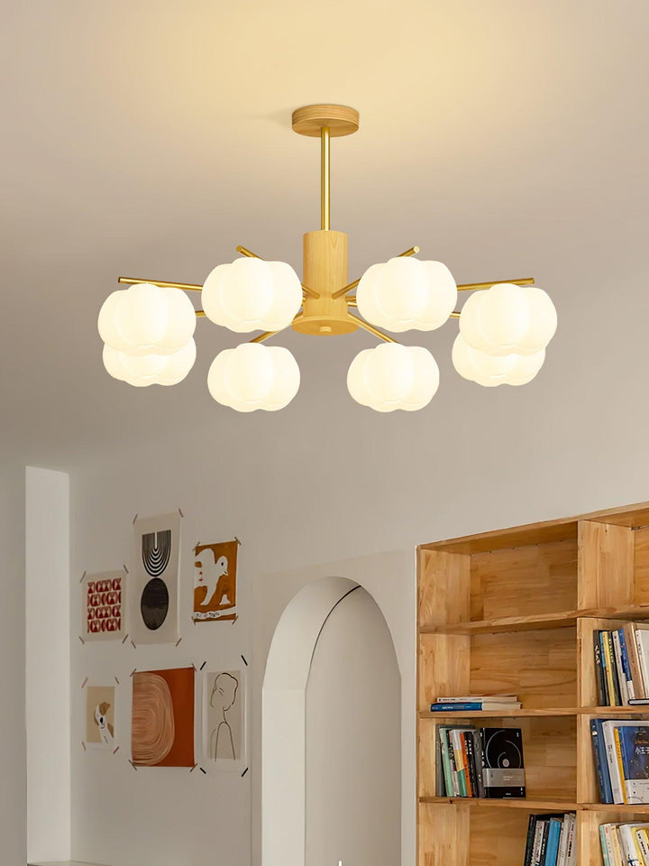 Sylanira lampadario Wood Cotton Balls Oro PE in legno a globo