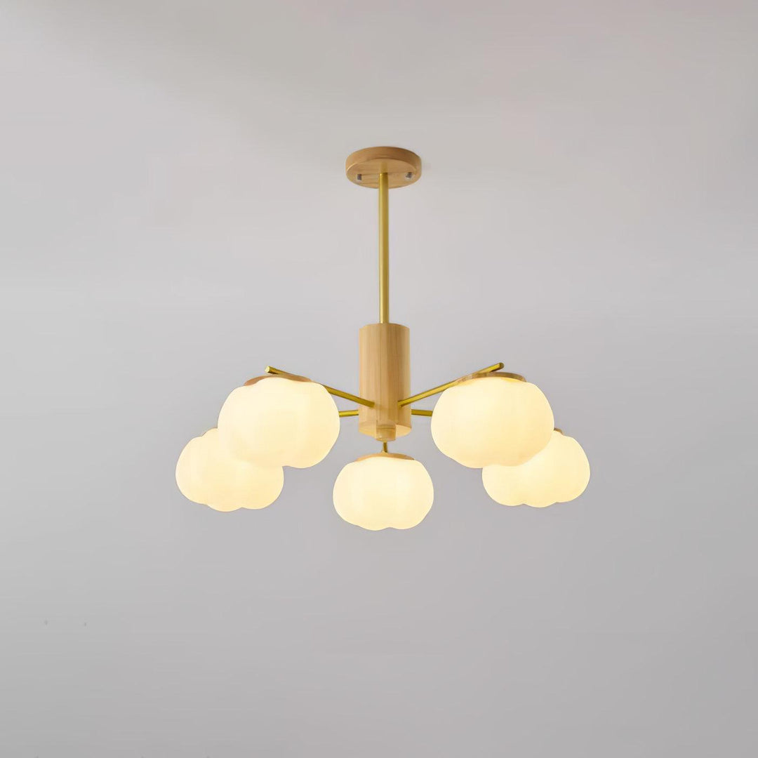 Sylanira lampadario Wood Cotton Balls Oro PE in legno a globo