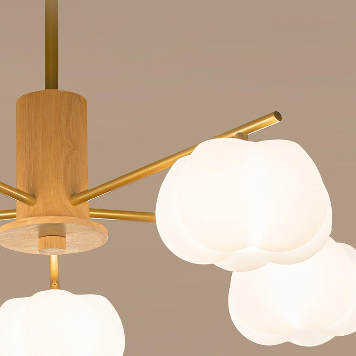 Sylanira lampadario Wood Cotton Balls Oro PE in legno a globo