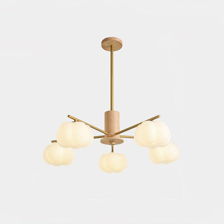Sylanira lampadario Wood Cotton Balls Oro PE in legno a globo