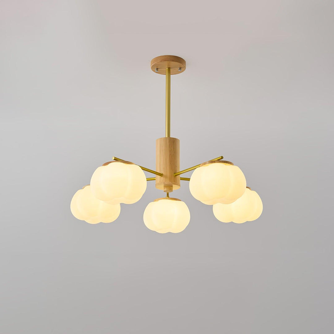 Sylanira lampadario Wood Cotton Balls Oro PE in legno a globo