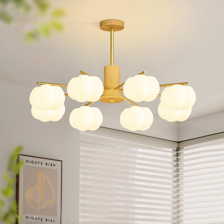 Sylanira lampadario Wood Cotton Balls Oro PE in legno a globo