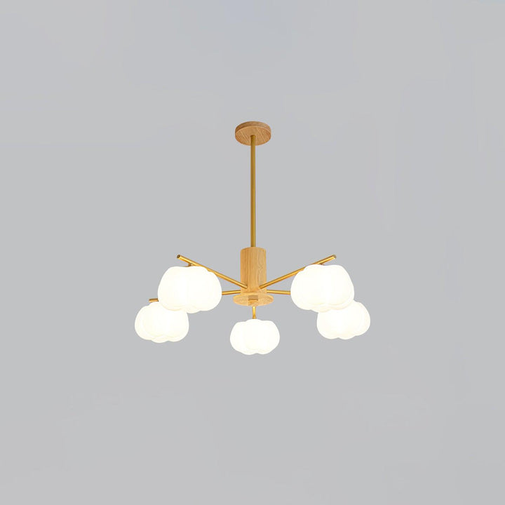 Sylanira lampadario Wood Cotton Balls Oro PE in legno a globo