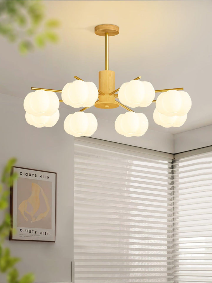Sylanira lampadario Wood Cotton Balls Oro PE in legno a globo