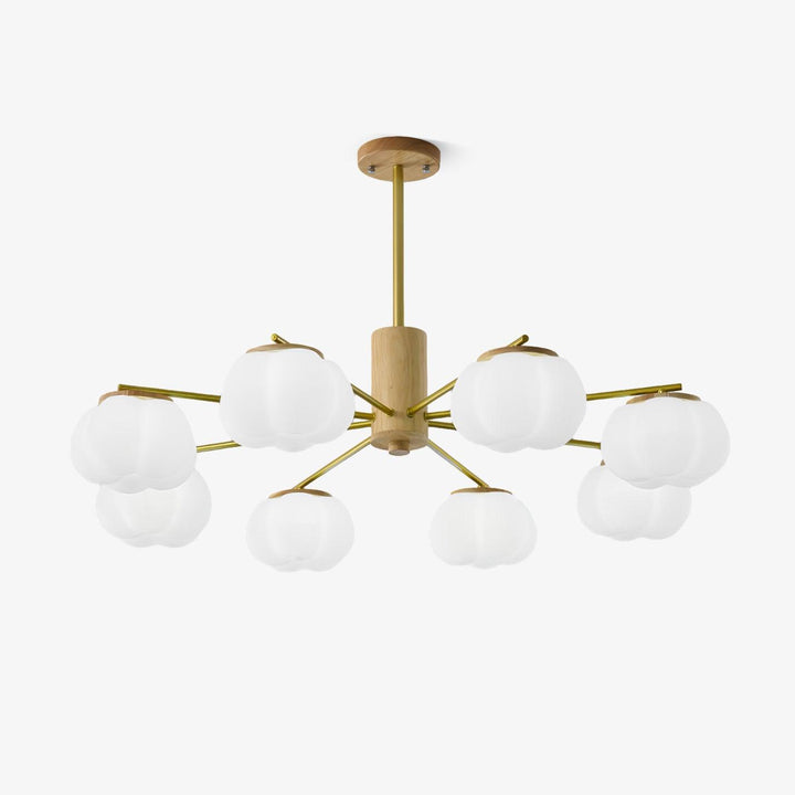 Sylanira lampadario Wood Cotton Balls Oro PE in legno a globo