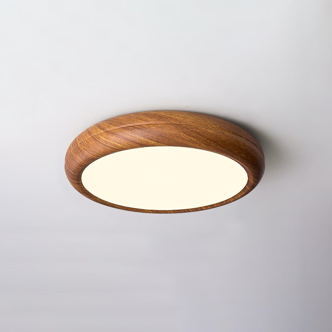 Muto Lampada da Soffitto Rotonda con Finitura Legno