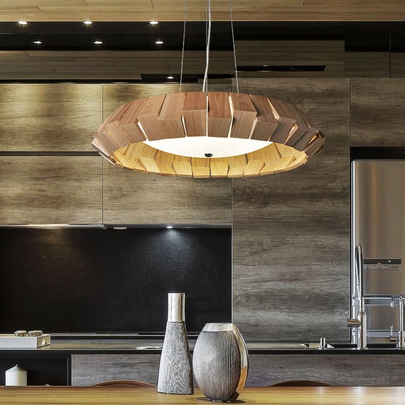 Viresto lampadario Anello in legno Patchwork