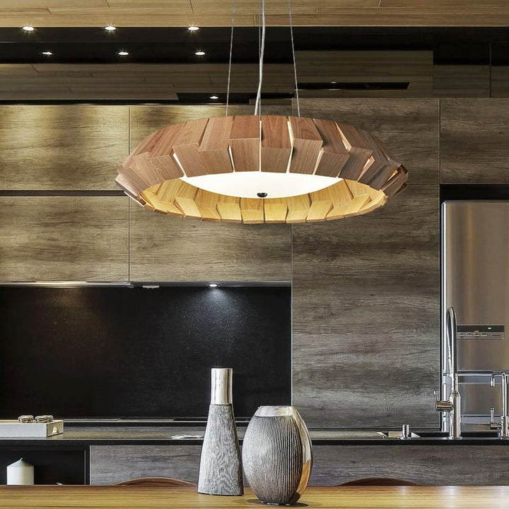 Viresto lampadario Anello in legno Patchwork
