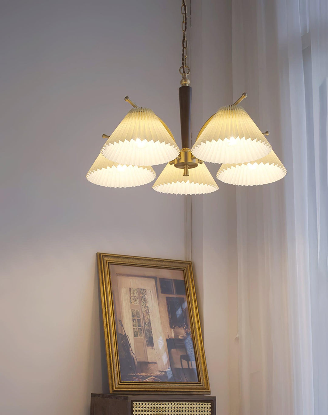 Oriinaria lampadario ottone Paralume a Plica classico
