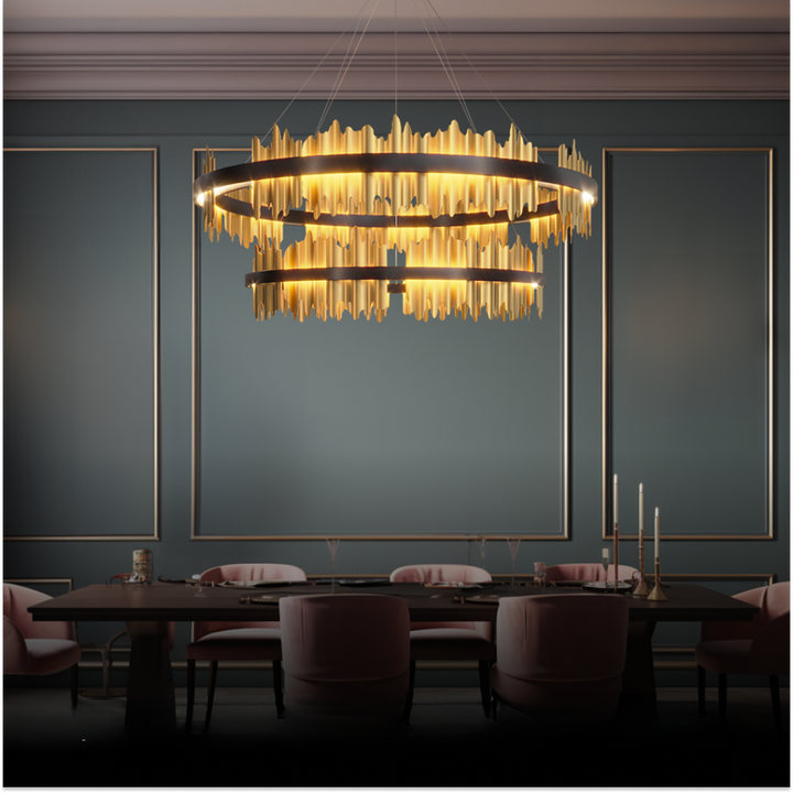 Kristy Design Moderno LED Metallo Vetro Lampadari Nero Oro