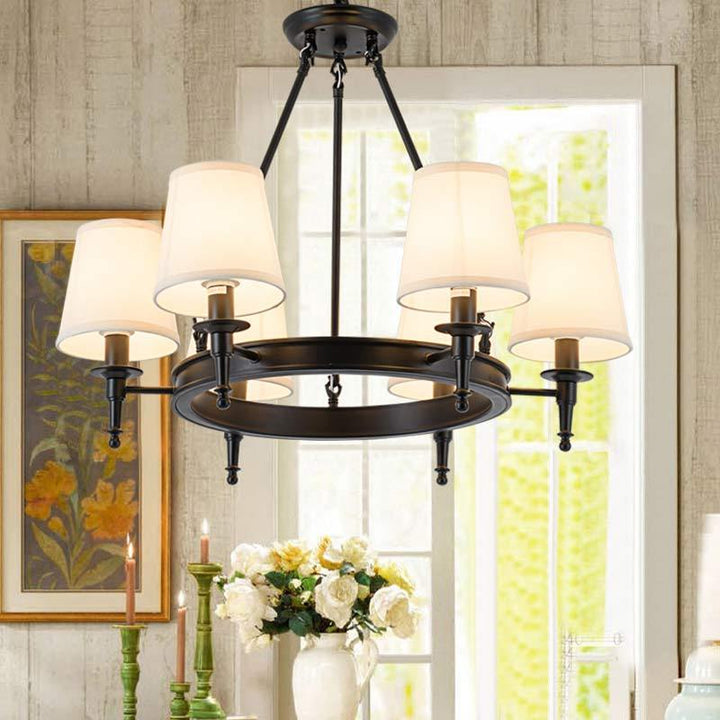 Silva Vintage Industriale LED Lampade a Sospensione Metallo Tessuto Nero/Marrone Sala da Pranzo