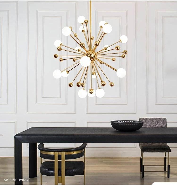 Caseraria lampadario ottone Esplosione sfere Opale